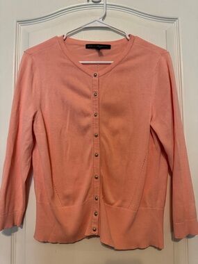 WHBM Coral-Pink Button Front Cardigan